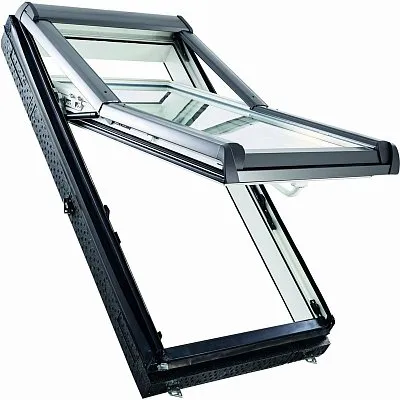 Окно R75 K200 с термоблоком, 54х78 см, из ПВХ (однокамерное, среднеповоротное), Roto