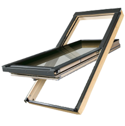 Энергосберегающее деревянное мансардное окно, FTT-U6 Thermo, 78x118, Среднеповоротное открывание, Fakro, изобр. 1