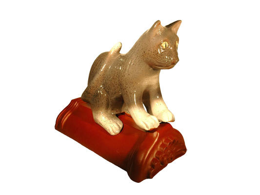 Декоративный элемент на кровлю Кошка сидящая, оригинальная, глазурь, Purr-Keramik, изобр. 1