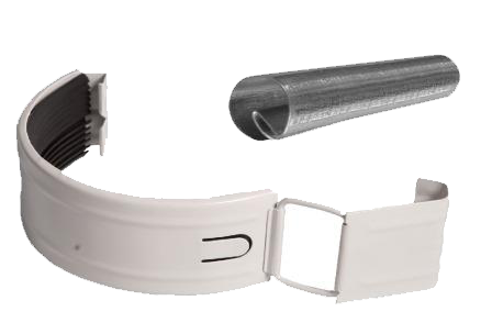 Соединитель желоба в комплекте, сталь, d-150 мм, белый,  Aquasystem, изобр. 1