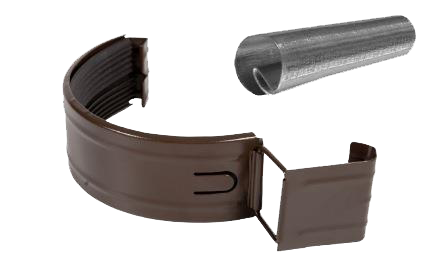 Соединитель желоба в комплекте, сталь, d-125 мм, коричневый, Aquasystem, изобр. 1