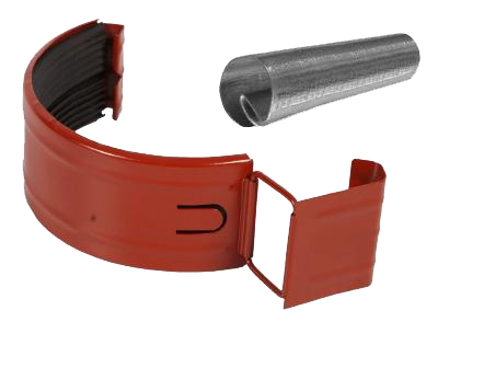 Соединитель желоба в комплекте, сталь, d-125 мм, красный, Aquasystem, изобр. 1