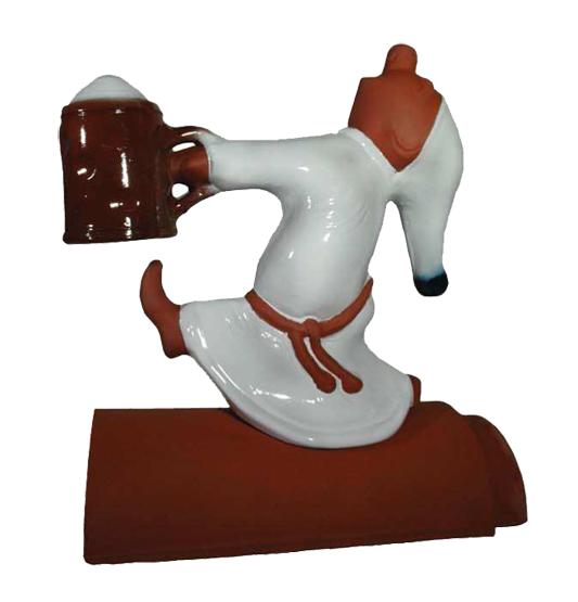 Декоративный элемент на кровлю Лунатик с пивом, белый, глазурь Purr-Keramik, изобр. 1
