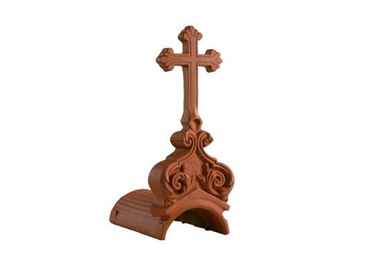 Декоративный элемент на кровлю Крест исторический, натуральный красный, Purr-Keramik, изобр. 1