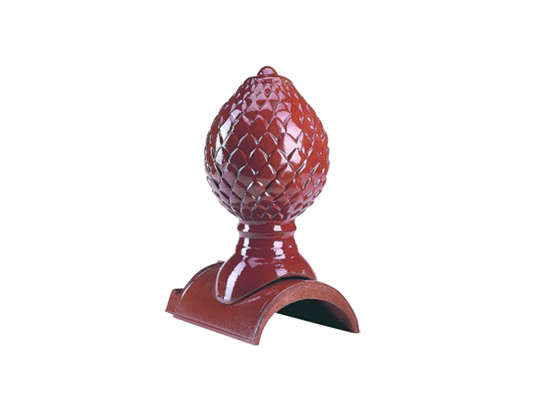 Декоративный элемент на кровлю Кедровая шишка, винно-красный, глазурь, Purr-Keramik, изобр. 1