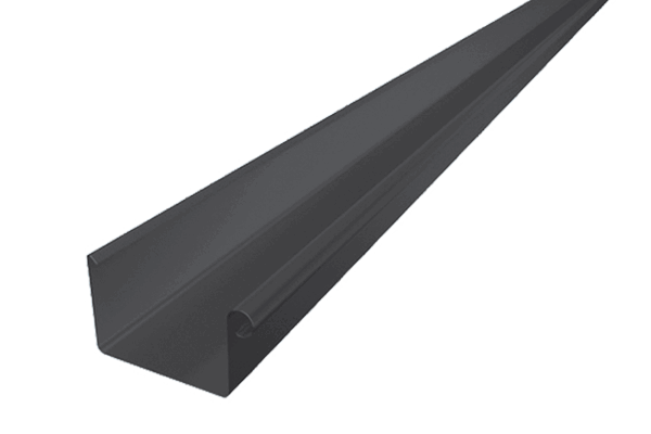 Желоб прямоугольный 3 м  для квадратного водостока, алюминий, Темно-серый RAL 7016, Prefa, изобр. 1