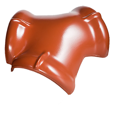 Вальмовая черепица конечная №11, Red engobe, Koramic