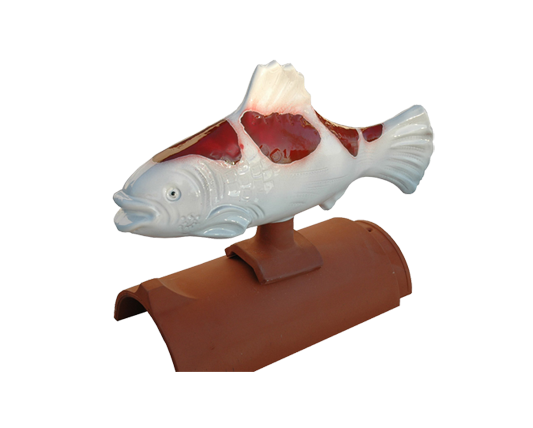 Декоративный элемент на кровлю Рыба, белая, глазурь, Purr-Keramik, изобр. 1